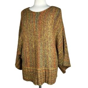 Gorgeous Rust Gold Green Colored Dolan Sleeve Wide Waist Band Sweater X-Large